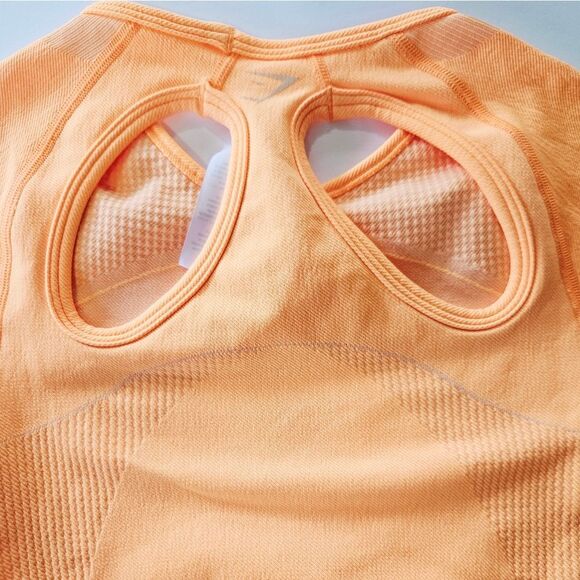 Gymshark Ultra Seamless Short Sleeve Compression Cutout Crop Top Neon Orange M - Picture 10 of 10